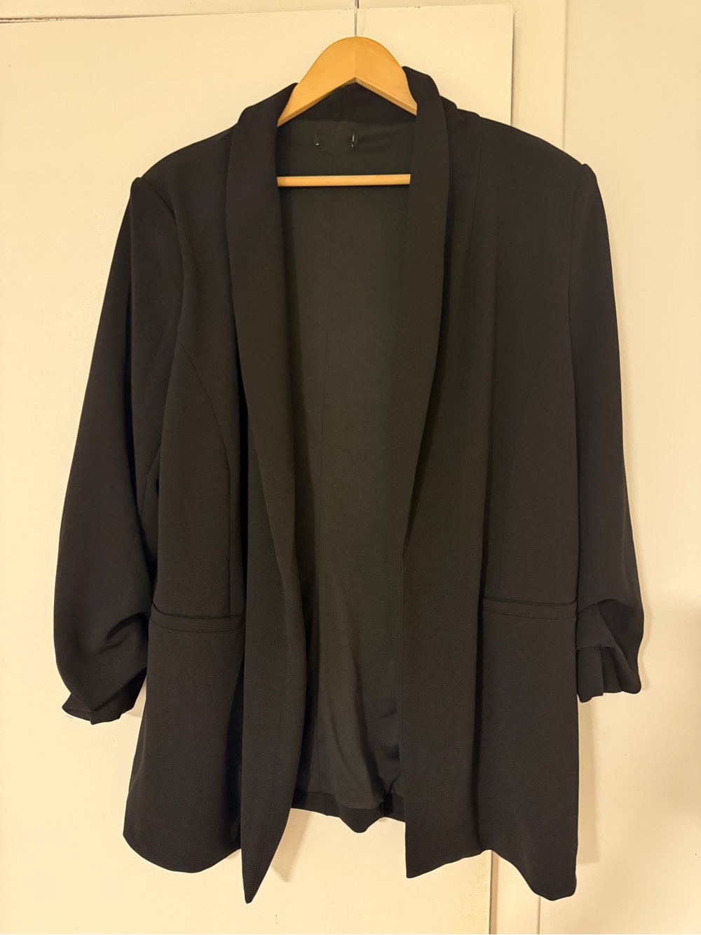 Women's Black Open-Front Blazer Jacket
